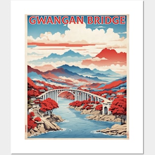 Gwangan Bridge South Korea Travel Tourism Retro Vintage Posters and Art